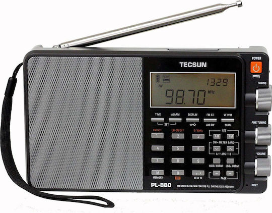 Tecsun PL-880 Φορητό Ραδιόφωνο Επαναφορτιζόμενο Μαύρο