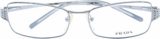 Prada Women's Metal Silver Prescription Eyeglass Frame VPR67H 5BQ1O1