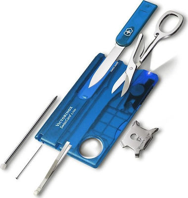 Victorinox Swisscard Karten-Multitool Blau mit Klinge aus Rostfreier Stahl in Scheide