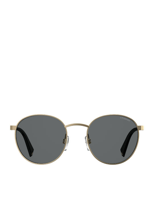 Polaroid Unisex Sonnenbrille mit Gold Metall Gestell und Schwarz Polarisiert Linse PLD2053/S 2F7/M9