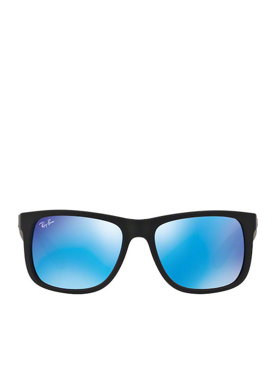 Ray Ban Justin Sunglasses with Black Acetate Frame and Blue Gradient Mirrored Lenses RB4165 622/55