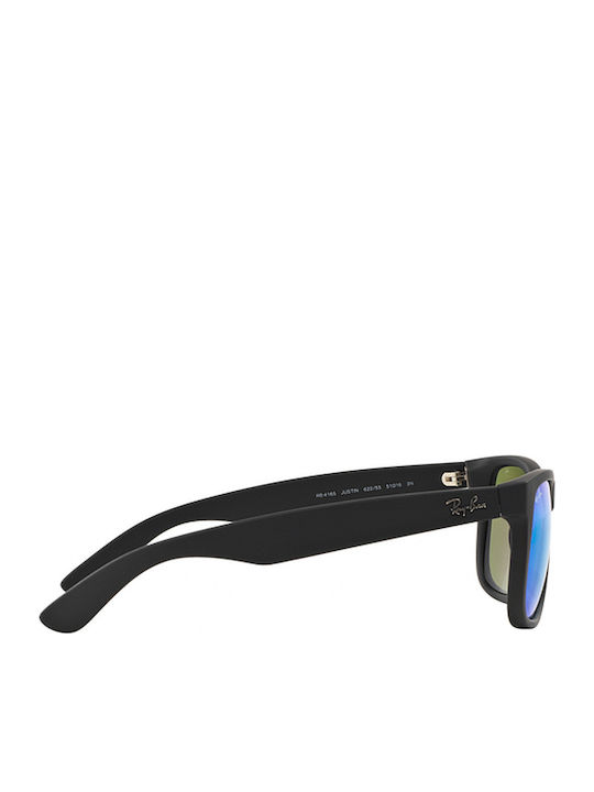 Ray Ban Justin Unisex Γυαλιά Ηλίου με Μαύρο Κοκκάλινο Σκελετό και Μπλε Ντεγκραντέ Καθρέφτη Φακό RB4165 622/55