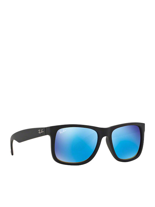 Ray Ban Justin Unisex Γυαλιά Ηλίου με Μαύρο Κοκκάλινο Σκελετό και Μπλε Ντεγκραντέ Καθρέφτη Φακό RB4165 622/55
