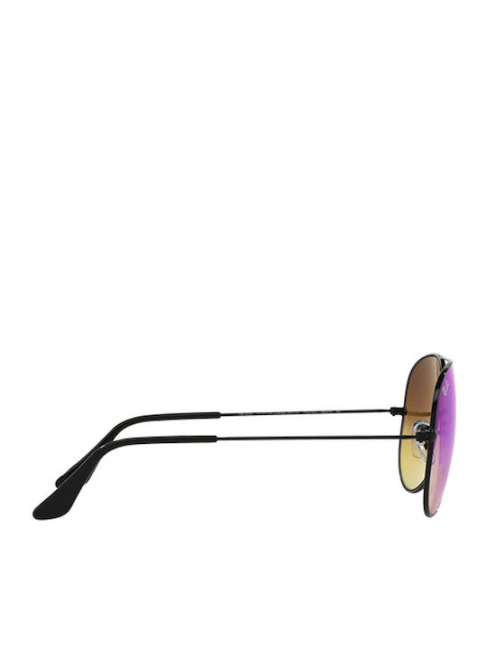 Ray Ban Aviator Unisex Sunglasses with Black Metal Frame and Blue Gradient Mirror Lens RB3025 002/4O