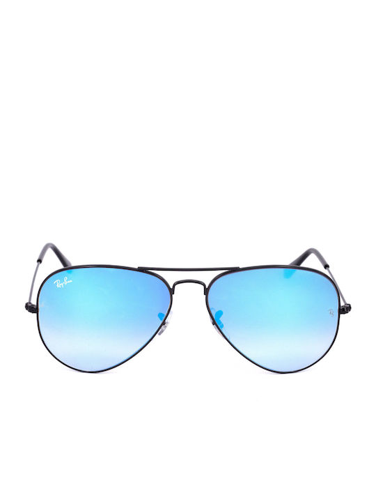 Ray Ban Aviator Unisex Sunglasses with Black Metal Frame and Blue Gradient Mirror Lens RB3025 002/4O