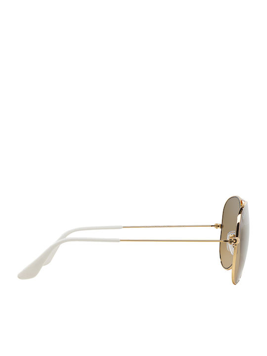 Ray Ban Aviator Unisex Sonnenbrille mit Gold Metall Gestell und Gelb Spiegel Linse RB3025 001/3K