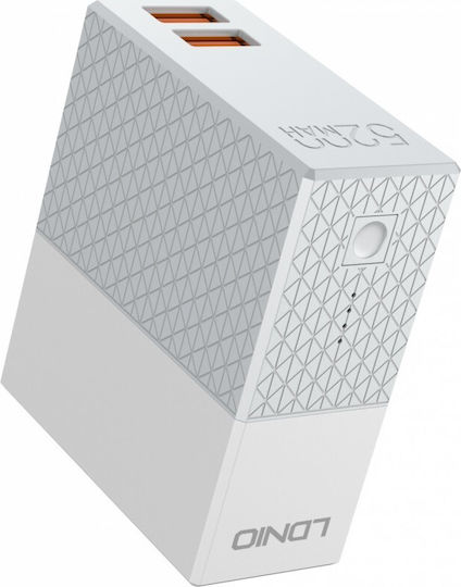 Ldnio PA606 Power Bank 5200mAh με 2 Θύρες USB-A Λευκό