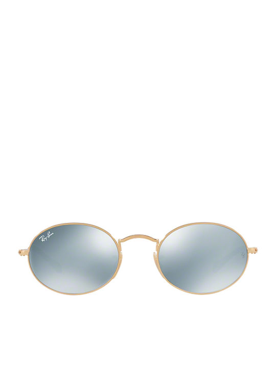 Ray Ban Unisex Sonnenbrille mit Gold Metall Gestell und Hellblau Spiegel Linse RB3547N 001/30