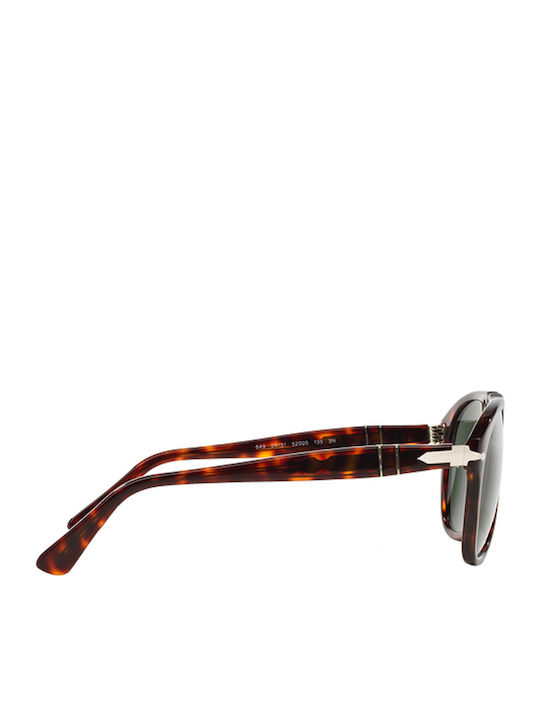 Persol Unisex Sunglasses with Brown Tartaruga Plastic Frame and Green Lens PO0649S 24/31