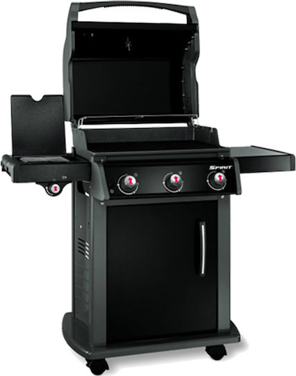 Weber Spirit E-320 Original Black GBS Ψησταριά Υγραερίου Μαντεμένιας Σχάρας 60x44εκ. με 3 Εστίες και Πλαϊνό Μάτι