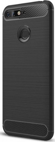 Forcell Brushed Carbon Flexible TPU Umschlag Rückseite Silikon Schwarz (Huawei Y6 Prime 2018)