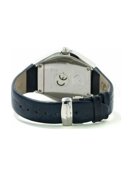 Chronotech Watch Battery with Blue Leather Strap CT7694L-04