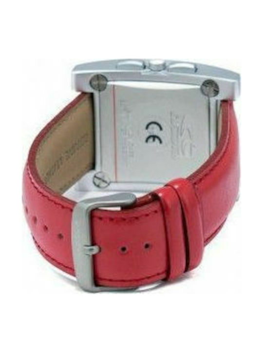 Chronotech Watch Battery with Red Leather Strap CT7280-04