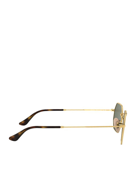 Ray Ban Octagonal Унисекс Слънчеви очила с Златист Рамка и Син Огледална Леща