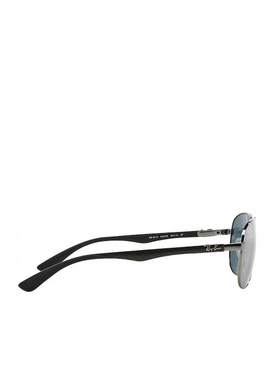 Ray Ban Unisex Sunglasses with Silver Metal Frame and Silver Polarized Mirror Lens RB8313 004/K6
