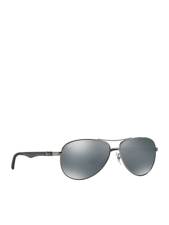 Ray Ban Unisex Sunglasses with Silver Metal Frame and Silver Polarized Mirror Lens RB8313 004/K6