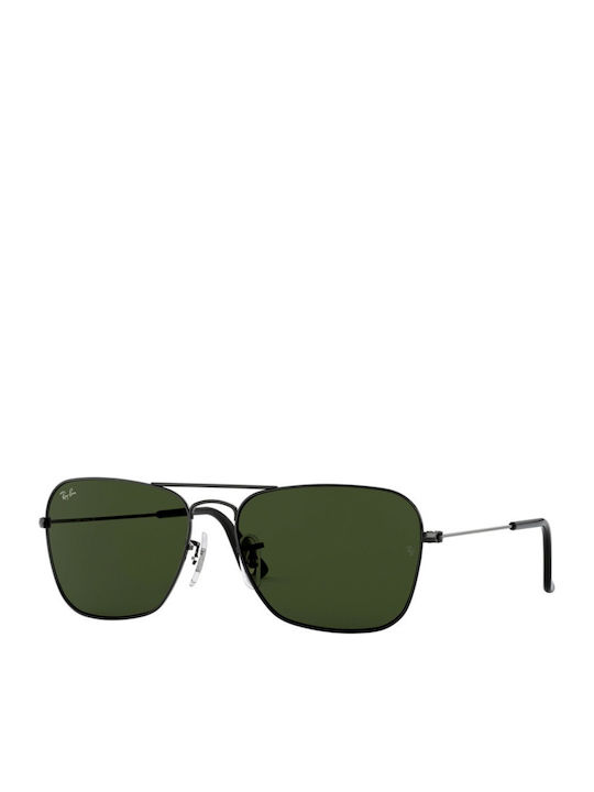 Ray Ban Caravan Men's Sunglasses with Silver Metal Frame and Green Lens RB3136 004
