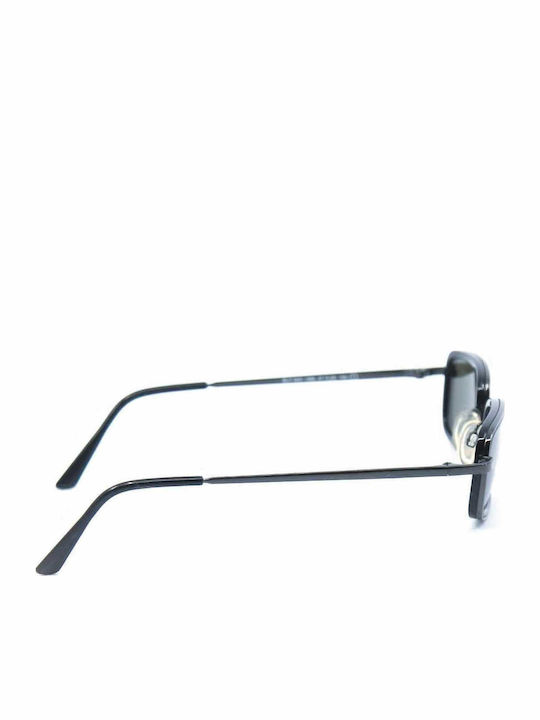 Sisley Men's Sunglasses with Black Metal Frame and Black Lens