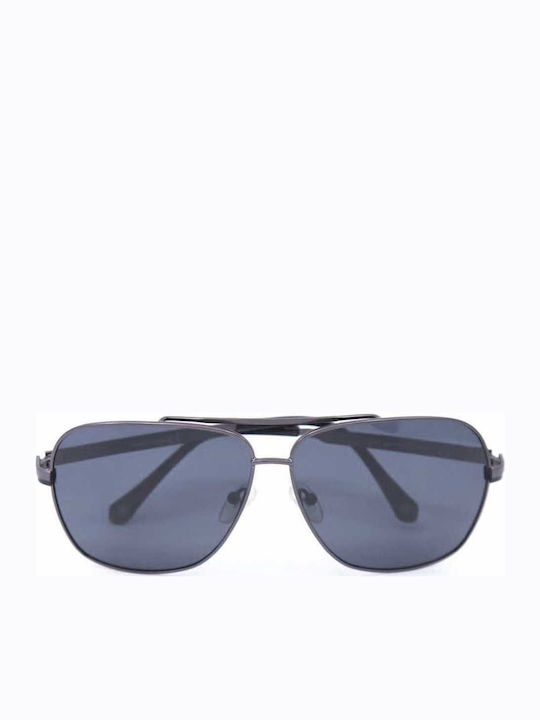 Hoffman Men's Sunglasses with Gray Metal Frame and Black Lens 8117 C01