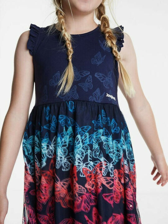 Desigual Mädchen Kleid Ärmellos Marineblau