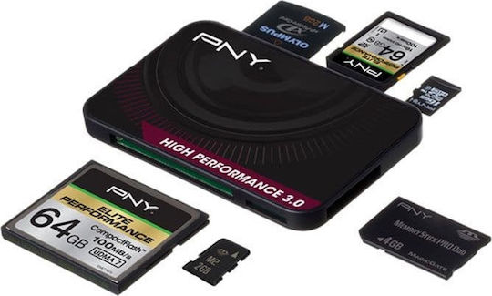 PNY High Performance Card Reader USB 3.0 για SD/microSD/MemoryStick/CompactFlash/xD