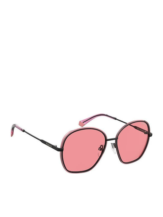 Polaroid Damen Sonnenbrille mit Schwarz Metall Gestell und Rosa Polarisiert Linse PLD6113/S 35J