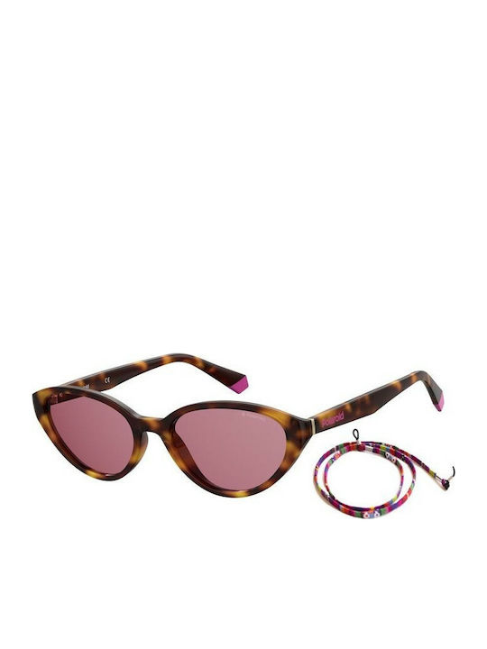 Polaroid Women's Sunglasses with Brown Tartaruga Plastic Frame and Pink Polarized Lens PLD6109/S 0T4