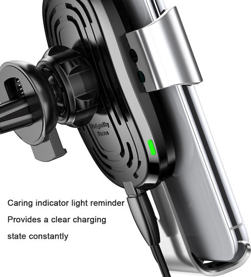 Baseus Gravity Car Mobile Mount with Adjustable Hooks and Wireless Charging Silver