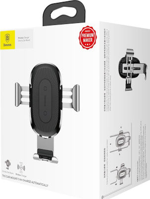 Baseus Car Mount for Phone Qi Wireless Fast Charger Air Vent Gravity Car Moun with Adjustable Hooks and Wireless Charging
