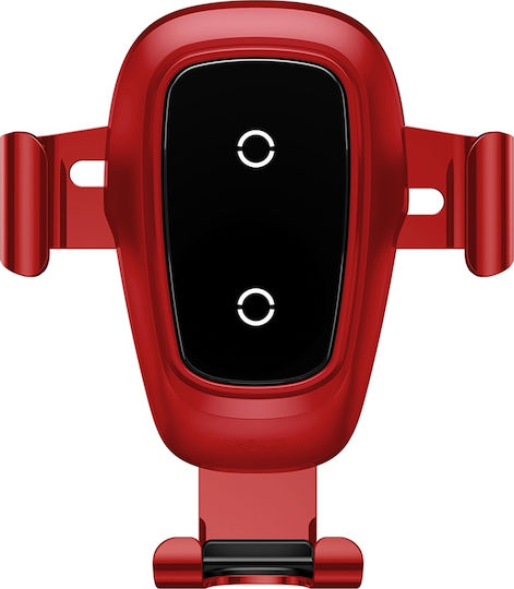 Baseus Metal Wireless Charger Gravity Mount Car Mobile Mount with Adjustable Hooks and Wireless Charging Red