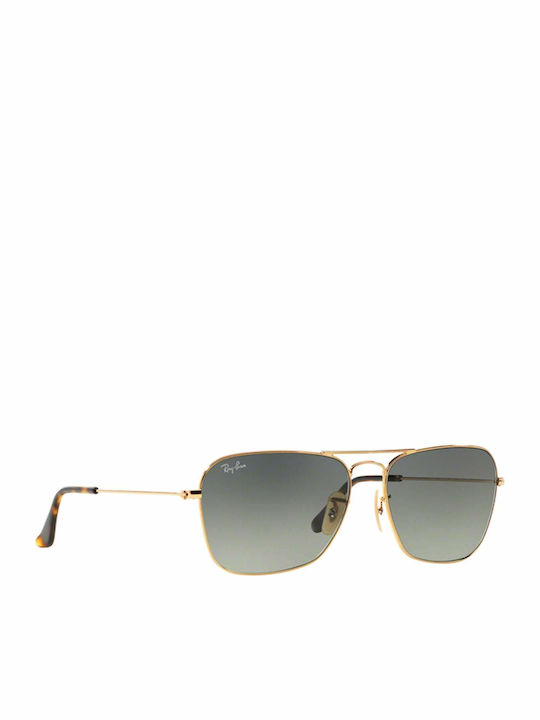 Ray Ban Caravan Мъжки Слънчеви Очила с Златен Метален Рамки и Зелени Преливащи Стъкла RB3136 181/71