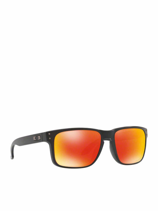 Oakley Holbrook Мъжки Слънчеви Очила с Черна Пластмасова Рамка и Червен Огледален Лещи OO9102-E2