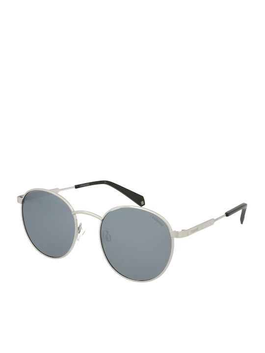 Polaroid Unisex Sonnenbrille mit Silber Metall Gestell und Blau Polarisiert Spiegel Linse PLD2053/S 010/EX