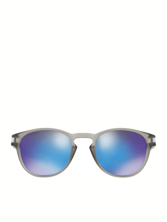 Oakley Latch Men's Sunglasses with Gray Plastic Frame and Blue Polarized Mirror Lens OO9265-32
