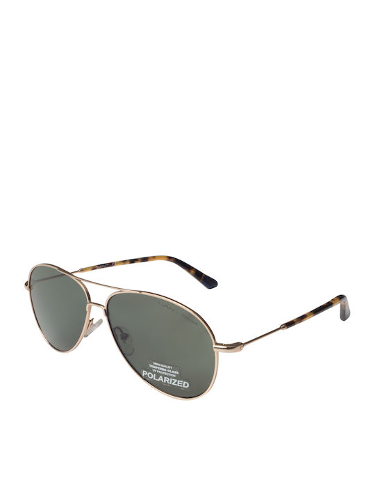 Gant Men's Sunglasses with Gold Metal Frame and Green Lens GA7097 32R