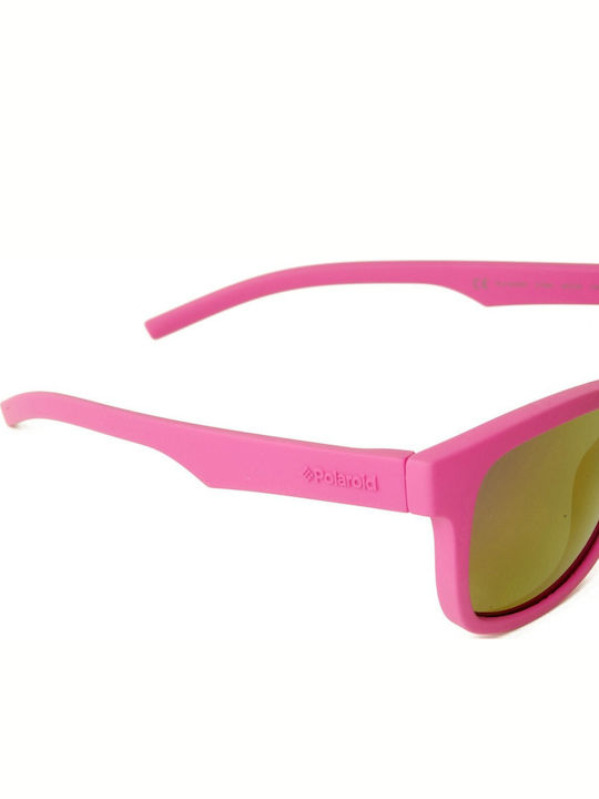 Polaroid Unbreakable Square Kids Sunglasses with Polarized Mirror Lens Pink
