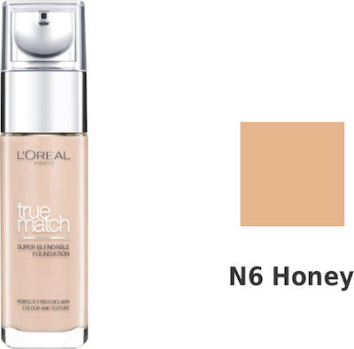 L'Oreal Paris True Match Super Blendable Flüssiges Make-up LSF17 N6 Honey 30ml