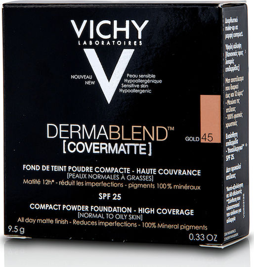 Vichy Dermablend Covermatte Compact Powder Foundation SPF25 45 Gold 9.5gr
