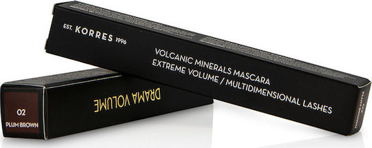 Korres Drama Volcanic Minerals Mascara for volume 2 Plum Brown 11ml