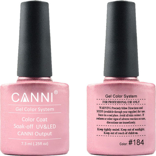 Canni Classic Ημιμόνιμο Βερνίκι Νυχιών 184 Pink Glitter με Glitter 7.3ml