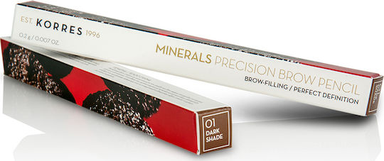 Korres Minerals Precision Eyebrow Pencil 01 Dark Shade Double Sided