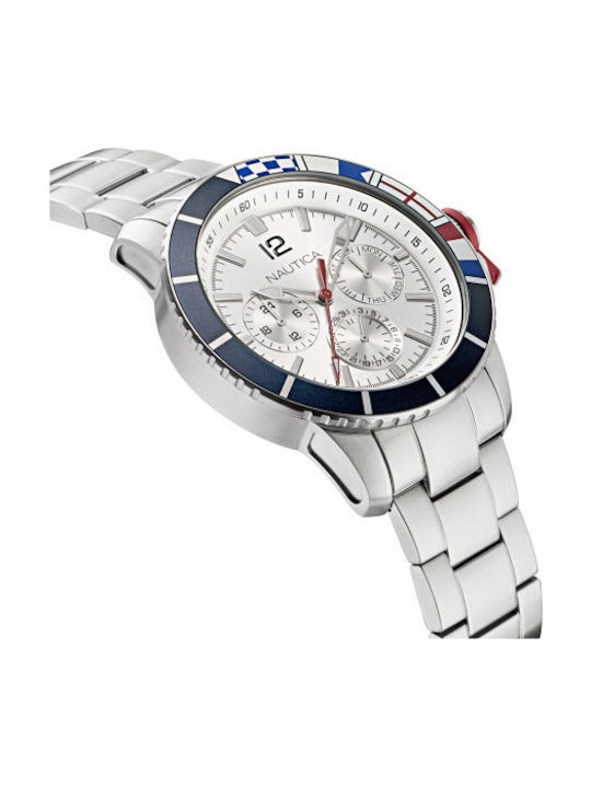 Nautica Watch Chronograph Battery with Silver Metal Bracelet NAPBHP907