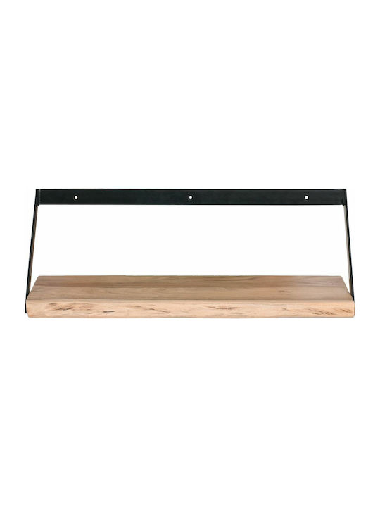 Ράφι Τοίχου Wall-2 Ακακία Φυσικό - Μαύρο 60x25x20εκ.