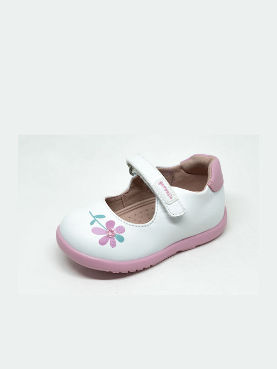 Garvalin Kids Anatomic Leather Ballerinas with Hoop & Loop Closure White