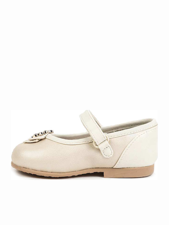 Kids Ballerinas with Hoop & Loop Closure Silver