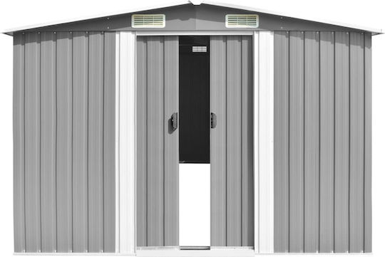 Metal Galvanizat Depozit de grădină Gri cu ușă dublă și ventilație M2.57xL4.97xH1.78m