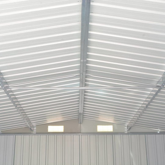 Metal Galvanizat Depozit de grădină Gri cu ușă dublă și ventilație M2.57xL4.97xH1.78m