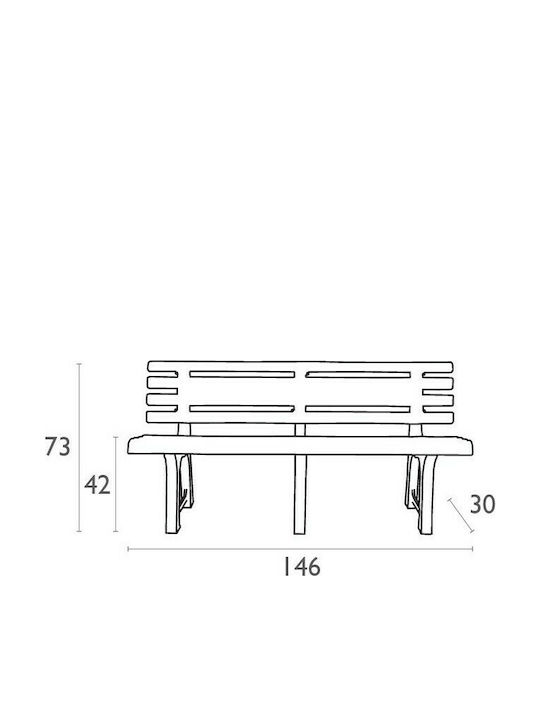 Παγκάκι Πολυπροπυλενίου Flora Λευκό Σετ 2τμχ 146x30x73 Εκ
