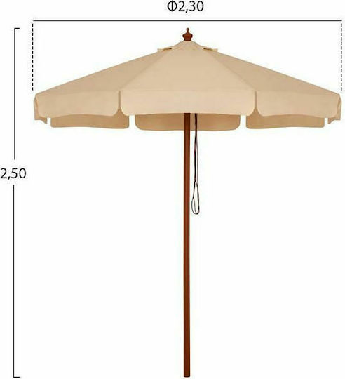 Professioneller Rundschreiben Garten- und Terrassen-Sonnenschirm Waller Beige Φ2.30xΥ2.5m