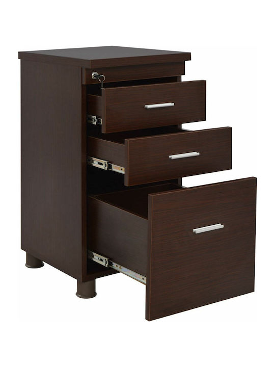 Vance Office Storage Chipboard Drawer with Lock & 3 Drawers Wenge L40xW46xH75cm